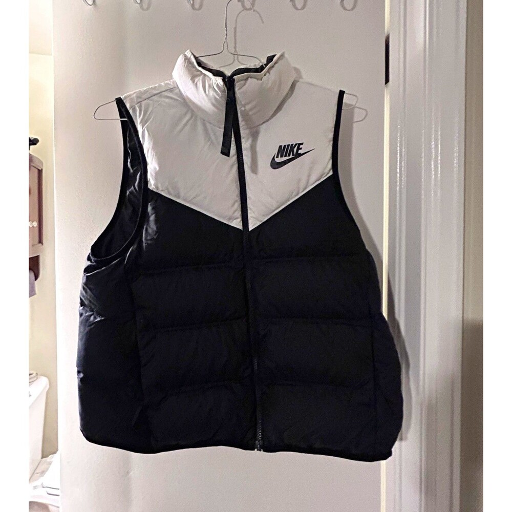 Nike Mens Down Puffer Vest Full Zip Black White Reversible Size M CV8684-101